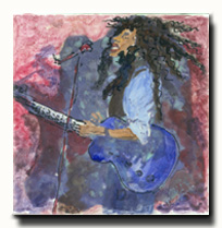 Bob Marley, Aquarelle sur toile, 20x20cm