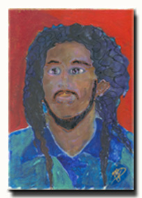 Bob Marley en proph�te, Acrylique sur toile, 19x27cm