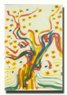 Arbre multicolore, encre sur papier, 19x27cm